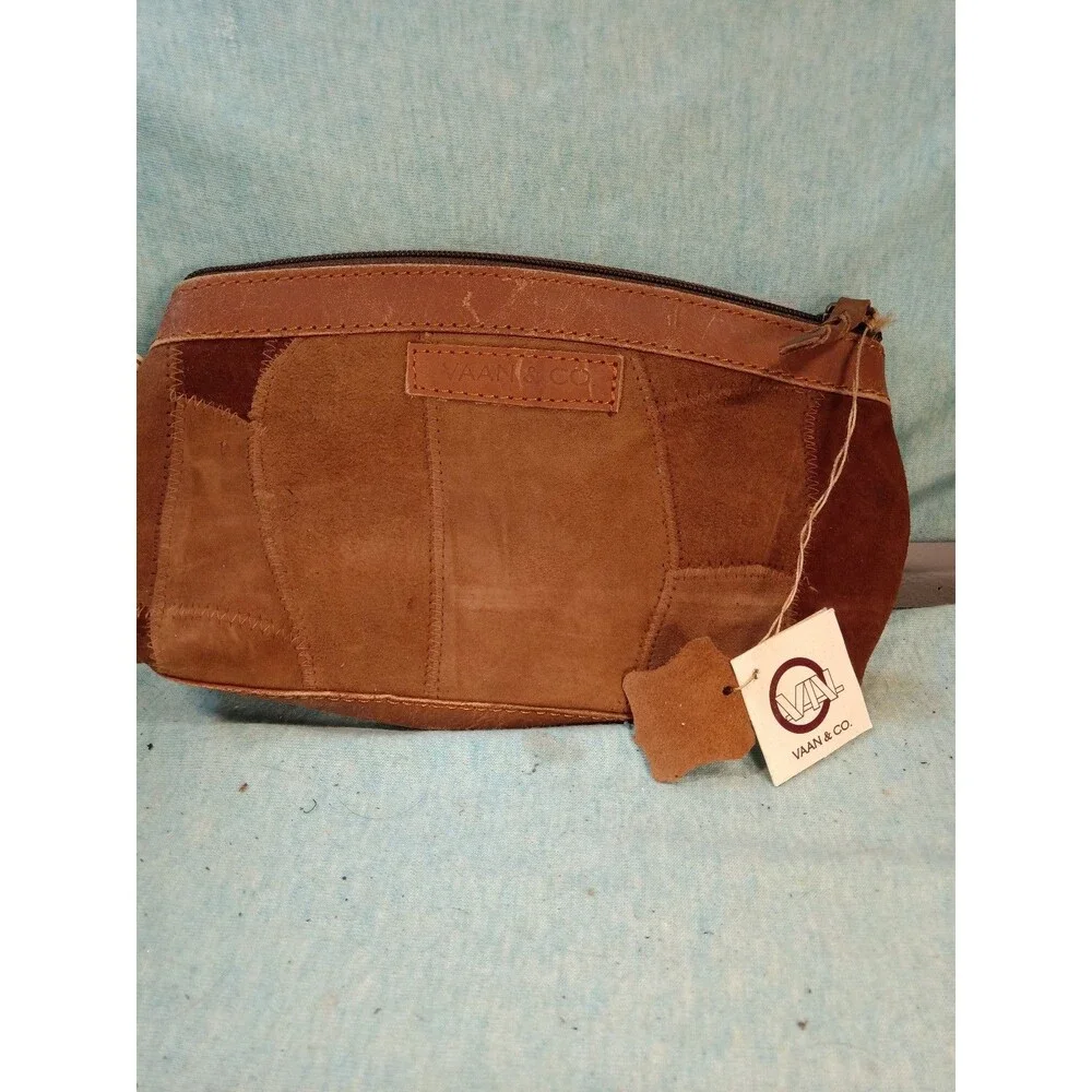 Vaan & Co Leather And Suede Clutch Bag Print Patchwork Purse Small Handbag